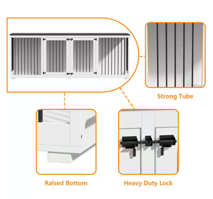 94.5" Extra-Large Wooden Dog Crate: Heavy-duty kennel with divider for 2 XXL dogs. Durable and spacious!