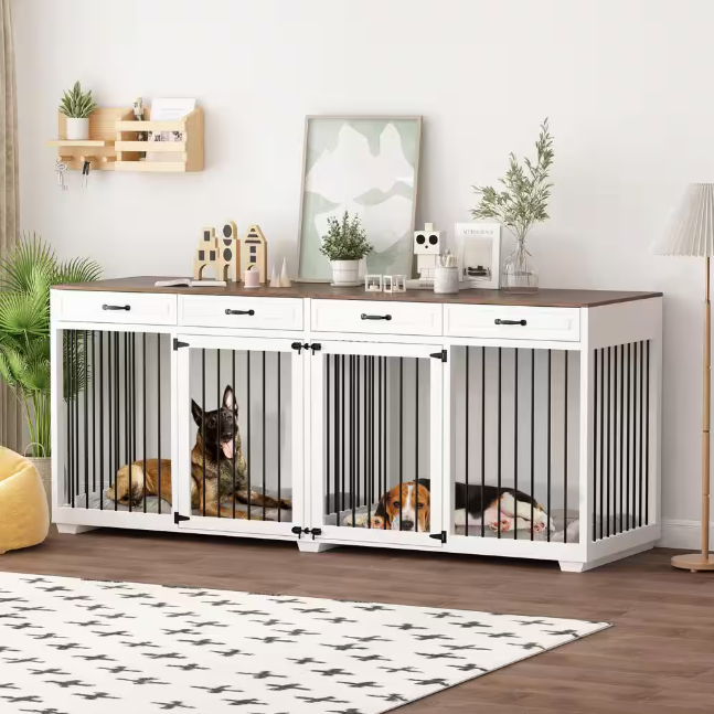 92.9" XL Indoor Wooden Dog Cage: Stylish furniture-style dog house, perfect for large dogs!