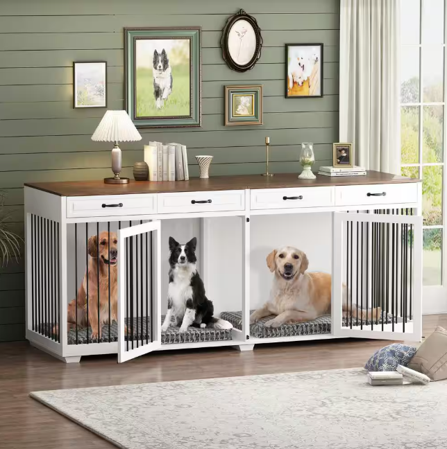 92.9" XL Indoor Wooden Dog Cage: Stylish furniture-style dog house, perfect for large dogs!