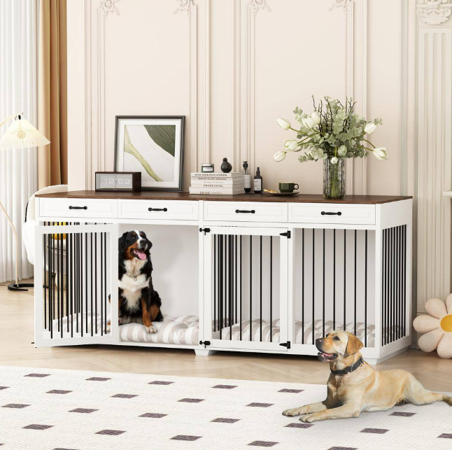 92.9" XL Indoor Wooden Dog Cage: Stylish furniture-style dog house, perfect for large dogs!