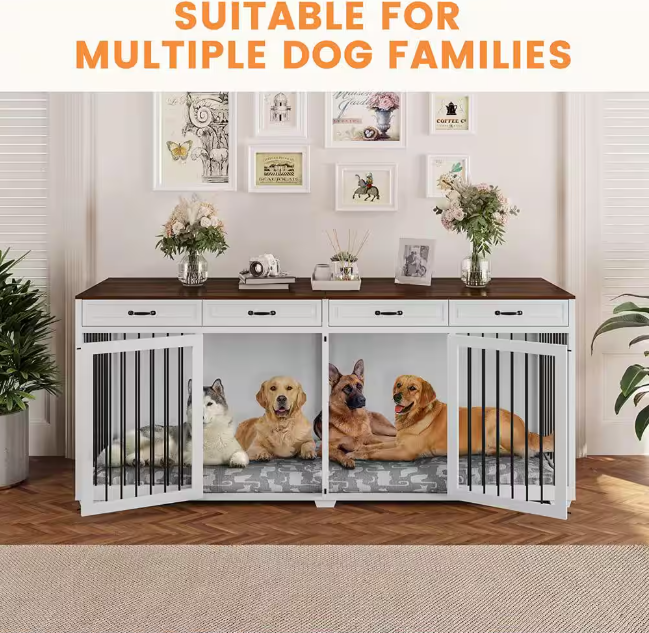 92.9" XL Indoor Wooden Dog Cage: Stylish furniture-style dog house, perfect for large dogs!