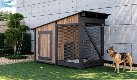 Metal and Wood Outdoor Large Wooden Dog House